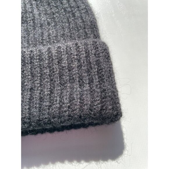 Zara Women's Medium Black Wool Blend Ribbed Chunky Knit Foldover Beanie Hat - Picture 2 of 14